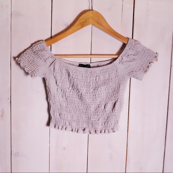 Topshop Tops - Topshop Silver Ruffle Crop Top Size 2